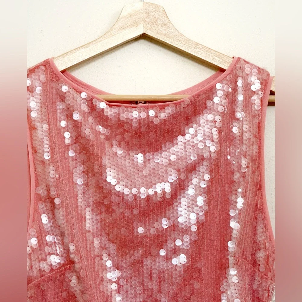 NWT STAUD Eton Sequined Tulle Pink Mini Dress Sz L - Picture 12 of 16